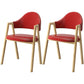Scandinavian Study Room Metal Arm Chair Colorful Open Dining Chair with Natural Legs Red Leather 2 Piece Set Clearhalo ' kitchen&dining_furn' 'Dining Chairs' 'Dining Tables & Seating' 'dining_chair' 'furn' 'furn_dining_chair' 'Furniture' 'furniture_dining_chair' 'Kitchen & Dining Furniture' 'kitchen' 3541068