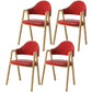 Scandinavian Study Room Metal Arm Chair Colorful Open Dining Chair with Natural Legs Red Leather 4 Piece Set Clearhalo ' kitchen&dining_furn' 'Dining Chairs' 'Dining Tables & Seating' 'dining_chair' 'furn' 'furn_dining_chair' 'Furniture' 'furniture_dining_chair' 'Kitchen & Dining Furniture' 'kitchen' 3541069