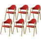 Scandinavian Study Room Metal Arm Chair Colorful Open Dining Chair with Natural Legs Red Leather 6 Piece Set Clearhalo ' kitchen&dining_furn' 'Dining Chairs' 'Dining Tables & Seating' 'dining_chair' 'furn' 'furn_dining_chair' 'Furniture' 'furniture_dining_chair' 'Kitchen & Dining Furniture' 'kitchen' 3541070