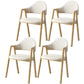 Scandinavian Study Room Metal Arm Chair Colorful Open Dining Chair with Natural Legs White Leather 4 Piece Set Clearhalo ' kitchen&dining_furn' 'Dining Chairs' 'Dining Tables & Seating' 'dining_chair' 'furn' 'furn_dining_chair' 'Furniture' 'furniture_dining_chair' 'Kitchen & Dining Furniture' 'kitchen' 3541072