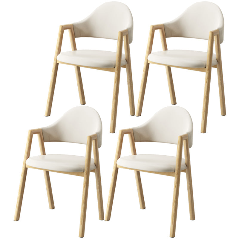 Scandinavian Study Room Metal Arm Chair Colorful Open Dining Chair with Natural Legs White Leather 4 Piece Set Clearhalo ' kitchen&dining_furn' 'Dining Chairs' 'Dining Tables & Seating' 'dining_chair' 'furn' 'furn_dining_chair' 'Furniture' 'furniture_dining_chair' 'Kitchen & Dining Furniture' 'kitchen' 3541072