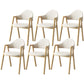 Scandinavian Study Room Metal Arm Chair Colorful Open Dining Chair with Natural Legs White Leather 6 Piece Set Clearhalo ' kitchen&dining_furn' 'Dining Chairs' 'Dining Tables & Seating' 'dining_chair' 'furn' 'furn_dining_chair' 'Furniture' 'furniture_dining_chair' 'Kitchen & Dining Furniture' 'kitchen' 3541073