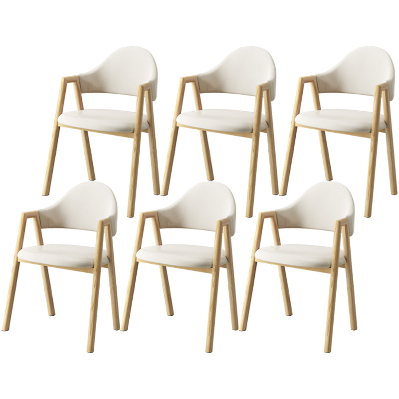 Scandinavian Study Room Metal Arm Chair Colorful Open Dining Chair with Natural Legs White Leather 6 Piece Set Clearhalo ' kitchen&dining_furn' 'Dining Chairs' 'Dining Tables & Seating' 'dining_chair' 'furn' 'furn_dining_chair' 'Furniture' 'furniture_dining_chair' 'Kitchen & Dining Furniture' 'kitchen' 3541073