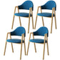 Scandinavian Study Room Metal Arm Chair Colorful Open Dining Chair with Natural Legs Dark Blue Leather 4 Piece Set Clearhalo ' kitchen&dining_furn' 'Dining Chairs' 'Dining Tables & Seating' 'dining_chair' 'furn' 'furn_dining_chair' 'Furniture' 'furniture_dining_chair' 'Kitchen & Dining Furniture' 'kitchen' 3541075