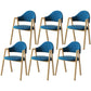 Scandinavian Study Room Metal Arm Chair Colorful Open Dining Chair with Natural Legs Dark Blue Leather 6 Piece Set Clearhalo ' kitchen&dining_furn' 'Dining Chairs' 'Dining Tables & Seating' 'dining_chair' 'furn' 'furn_dining_chair' 'Furniture' 'furniture_dining_chair' 'Kitchen & Dining Furniture' 'kitchen' 3541076