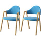 Scandinavian Study Room Metal Arm Chair Colorful Open Dining Chair with Natural Legs Lake Blue Leather 2 Piece Set Clearhalo ' kitchen&dining_furn' 'Dining Chairs' 'Dining Tables & Seating' 'dining_chair' 'furn' 'furn_dining_chair' 'Furniture' 'furniture_dining_chair' 'Kitchen & Dining Furniture' 'kitchen' 3541077