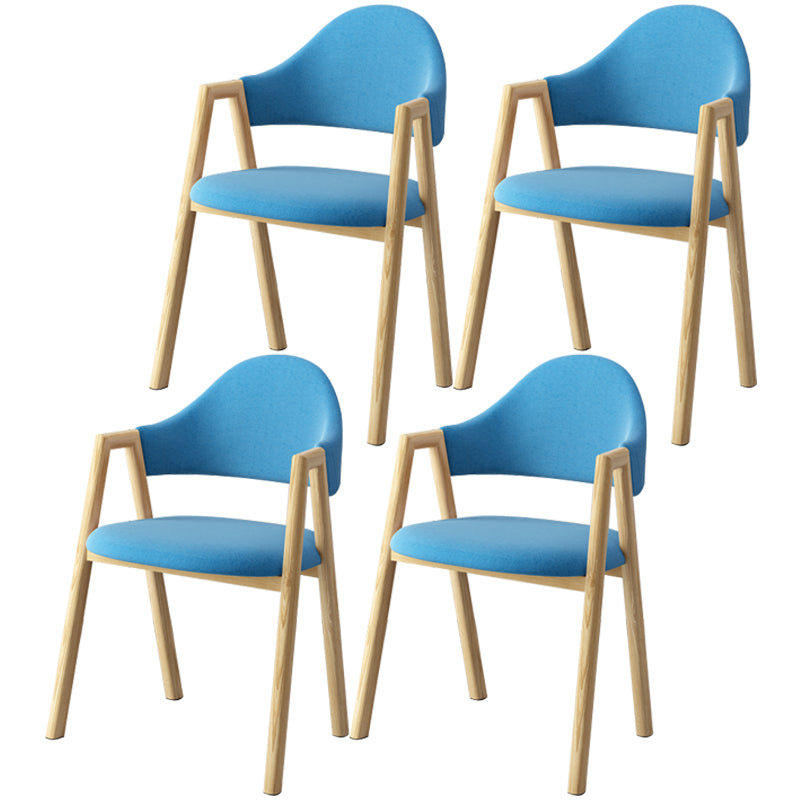 Scandinavian Study Room Metal Arm Chair Colorful Open Dining Chair with Natural Legs Lake Blue Leather 4 Piece Set Clearhalo ' kitchen&dining_furn' 'Dining Chairs' 'Dining Tables & Seating' 'dining_chair' 'furn' 'furn_dining_chair' 'Furniture' 'furniture_dining_chair' 'Kitchen & Dining Furniture' 'kitchen' 3541078