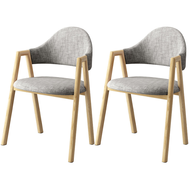 Scandinavian Study Room Metal Arm Chair Colorful Open Dining Chair with Natural Legs Grey Fabric 2 Piece Set Clearhalo ' kitchen&dining_furn' 'Dining Chairs' 'Dining Tables & Seating' 'dining_chair' 'furn' 'furn_dining_chair' 'Furniture' 'furniture_dining_chair' 'Kitchen & Dining Furniture' 'kitchen' 3541080