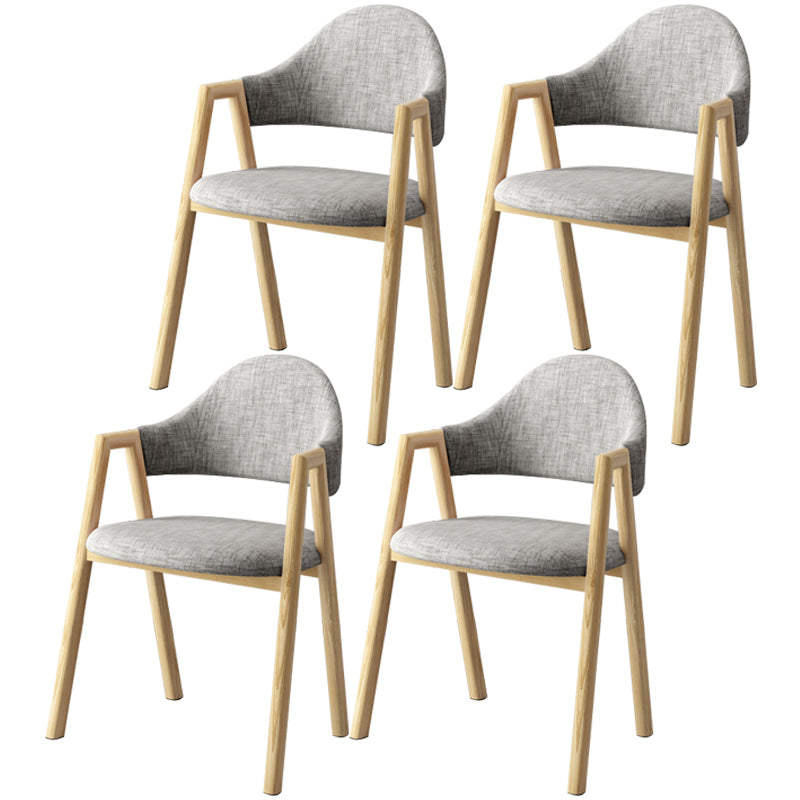 Scandinavian Study Room Metal Arm Chair Colorful Open Dining Chair with Natural Legs Grey Fabric 4 Piece Set Clearhalo ' kitchen&dining_furn' 'Dining Chairs' 'Dining Tables & Seating' 'dining_chair' 'furn' 'furn_dining_chair' 'Furniture' 'furniture_dining_chair' 'Kitchen & Dining Furniture' 'kitchen' 3541081