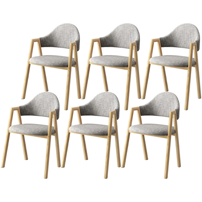 Scandinavian Study Room Metal Arm Chair Colorful Open Dining Chair with Natural Legs Grey Fabric 6 Piece Set Clearhalo ' kitchen&dining_furn' 'Dining Chairs' 'Dining Tables & Seating' 'dining_chair' 'furn' 'furn_dining_chair' 'Furniture' 'furniture_dining_chair' 'Kitchen & Dining Furniture' 'kitchen' 3541082