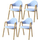 Scandinavian Study Room Metal Arm Chair Colorful Open Dining Chair with Natural Legs Blue Leather 4 Piece Set Clearhalo ' kitchen&dining_furn' 'Dining Chairs' 'Dining Tables & Seating' 'dining_chair' 'furn' 'furn_dining_chair' 'Furniture' 'furniture_dining_chair' 'Kitchen & Dining Furniture' 'kitchen' 3541084