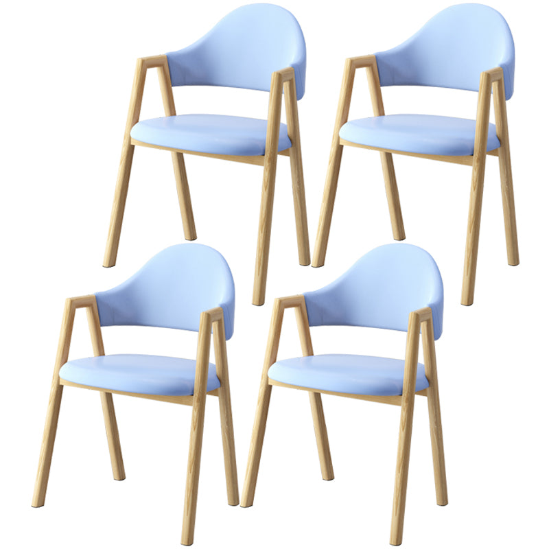 Scandinavian Study Room Metal Arm Chair Colorful Open Dining Chair with Natural Legs Blue Leather 4 Piece Set Clearhalo ' kitchen&dining_furn' 'Dining Chairs' 'Dining Tables & Seating' 'dining_chair' 'furn' 'furn_dining_chair' 'Furniture' 'furniture_dining_chair' 'Kitchen & Dining Furniture' 'kitchen' 3541084