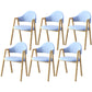 Scandinavian Study Room Metal Arm Chair Colorful Open Dining Chair with Natural Legs Blue Leather 6 Piece Set Clearhalo ' kitchen&dining_furn' 'Dining Chairs' 'Dining Tables & Seating' 'dining_chair' 'furn' 'furn_dining_chair' 'Furniture' 'furniture_dining_chair' 'Kitchen & Dining Furniture' 'kitchen' 3541085