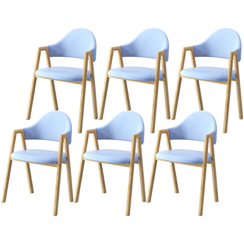 Scandinavian Study Room Metal Arm Chair Colorful Open Dining Chair with Natural Legs Blue Leather 6 Piece Set Clearhalo ' kitchen&dining_furn' 'Dining Chairs' 'Dining Tables & Seating' 'dining_chair' 'furn' 'furn_dining_chair' 'Furniture' 'furniture_dining_chair' 'Kitchen & Dining Furniture' 'kitchen' 3541085