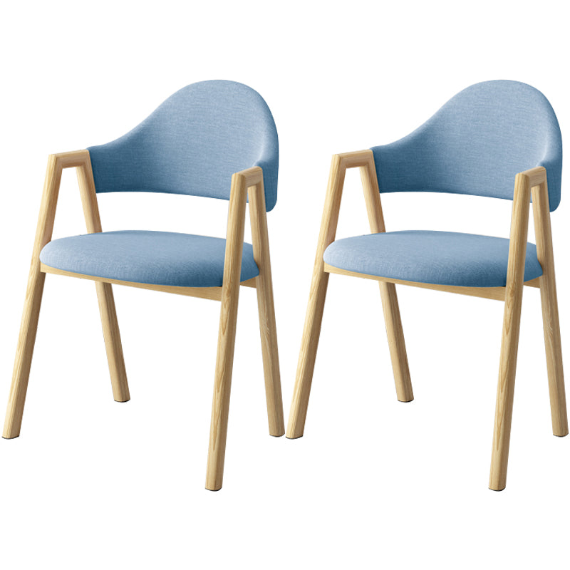 Scandinavian Study Room Metal Arm Chair Colorful Open Dining Chair with Natural Legs Blue Fabric 2 Piece Set Clearhalo ' kitchen&dining_furn' 'Dining Chairs' 'Dining Tables & Seating' 'dining_chair' 'furn' 'furn_dining_chair' 'Furniture' 'furniture_dining_chair' 'Kitchen & Dining Furniture' 'kitchen' 3541086