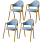 Scandinavian Study Room Metal Arm Chair Colorful Open Dining Chair with Natural Legs Blue Fabric 4 Piece Set Clearhalo ' kitchen&dining_furn' 'Dining Chairs' 'Dining Tables & Seating' 'dining_chair' 'furn' 'furn_dining_chair' 'Furniture' 'furniture_dining_chair' 'Kitchen & Dining Furniture' 'kitchen' 3541087