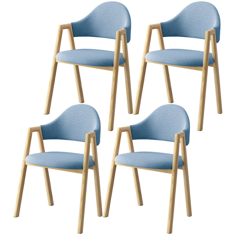 Scandinavian Study Room Metal Arm Chair Colorful Open Dining Chair with Natural Legs Blue Fabric 4 Piece Set Clearhalo ' kitchen&dining_furn' 'Dining Chairs' 'Dining Tables & Seating' 'dining_chair' 'furn' 'furn_dining_chair' 'Furniture' 'furniture_dining_chair' 'Kitchen & Dining Furniture' 'kitchen' 3541087