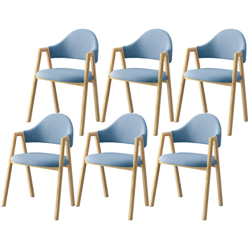 Scandinavian Study Room Metal Arm Chair Colorful Open Dining Chair with Natural Legs Blue Fabric 6 Piece Set Clearhalo ' kitchen&dining_furn' 'Dining Chairs' 'Dining Tables & Seating' 'dining_chair' 'furn' 'furn_dining_chair' 'Furniture' 'furniture_dining_chair' 'Kitchen & Dining Furniture' 'kitchen' 3541088