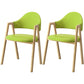Scandinavian Study Room Metal Arm Chair Colorful Open Dining Chair with Natural Legs Green Leather 2 Piece Set Clearhalo ' kitchen&dining_furn' 'Dining Chairs' 'Dining Tables & Seating' 'dining_chair' 'furn' 'furn_dining_chair' 'Furniture' 'furniture_dining_chair' 'Kitchen & Dining Furniture' 'kitchen' 3541089