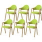 Scandinavian Study Room Metal Arm Chair Colorful Open Dining Chair with Natural Legs Green Leather 6 Piece Set Clearhalo ' kitchen&dining_furn' 'Dining Chairs' 'Dining Tables & Seating' 'dining_chair' 'furn' 'furn_dining_chair' 'Furniture' 'furniture_dining_chair' 'Kitchen & Dining Furniture' 'kitchen' 3541091