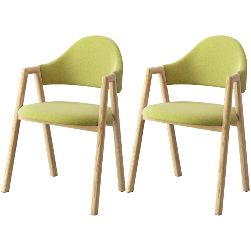 Scandinavian Study Room Metal Arm Chair Colorful Open Dining Chair with Natural Legs Green Fabric 2 Piece Set Clearhalo ' kitchen&dining_furn' 'Dining Chairs' 'Dining Tables & Seating' 'dining_chair' 'furn' 'furn_dining_chair' 'Furniture' 'furniture_dining_chair' 'Kitchen & Dining Furniture' 'kitchen' 3541092