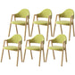 Scandinavian Study Room Metal Arm Chair Colorful Open Dining Chair with Natural Legs Green Fabric 6 Piece Set Clearhalo ' kitchen&dining_furn' 'Dining Chairs' 'Dining Tables & Seating' 'dining_chair' 'furn' 'furn_dining_chair' 'Furniture' 'furniture_dining_chair' 'Kitchen & Dining Furniture' 'kitchen' 3541094