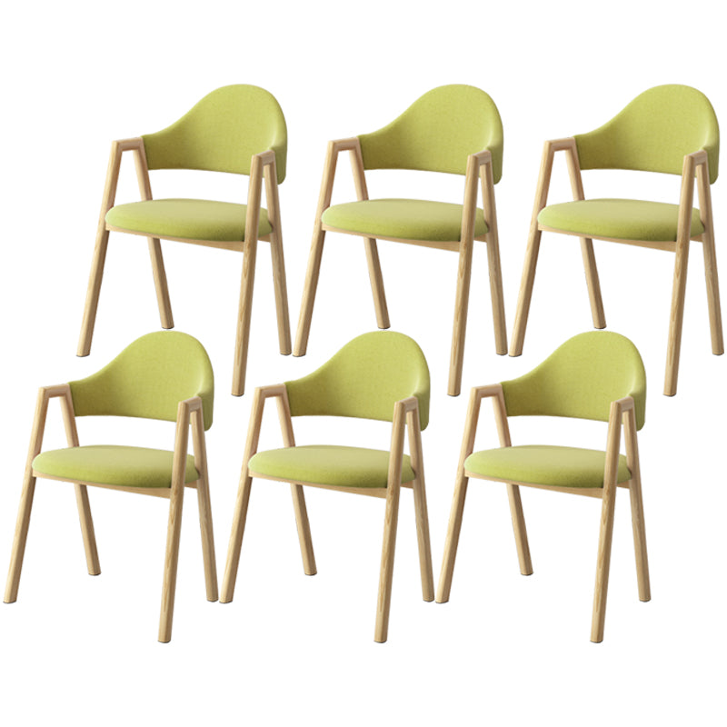 Scandinavian Study Room Metal Arm Chair Colorful Open Dining Chair with Natural Legs Green Fabric 6 Piece Set Clearhalo ' kitchen&dining_furn' 'Dining Chairs' 'Dining Tables & Seating' 'dining_chair' 'furn' 'furn_dining_chair' 'Furniture' 'furniture_dining_chair' 'Kitchen & Dining Furniture' 'kitchen' 3541094
