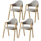 Scandinavian Study Room Metal Arm Chair Colorful Open Dining Chair with Natural Legs Light Gray Leather 4 Piece Set Clearhalo ' kitchen&dining_furn' 'Dining Chairs' 'Dining Tables & Seating' 'dining_chair' 'furn' 'furn_dining_chair' 'Furniture' 'furniture_dining_chair' 'Kitchen & Dining Furniture' 'kitchen' 3541096