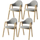 Scandinavian Study Room Metal Arm Chair Colorful Open Dining Chair with Natural Legs Light Gray Fabric 4 Piece Set Clearhalo ' kitchen&dining_furn' 'Dining Chairs' 'Dining Tables & Seating' 'dining_chair' 'furn' 'furn_dining_chair' 'Furniture' 'furniture_dining_chair' 'Kitchen & Dining Furniture' 'kitchen' 3541099