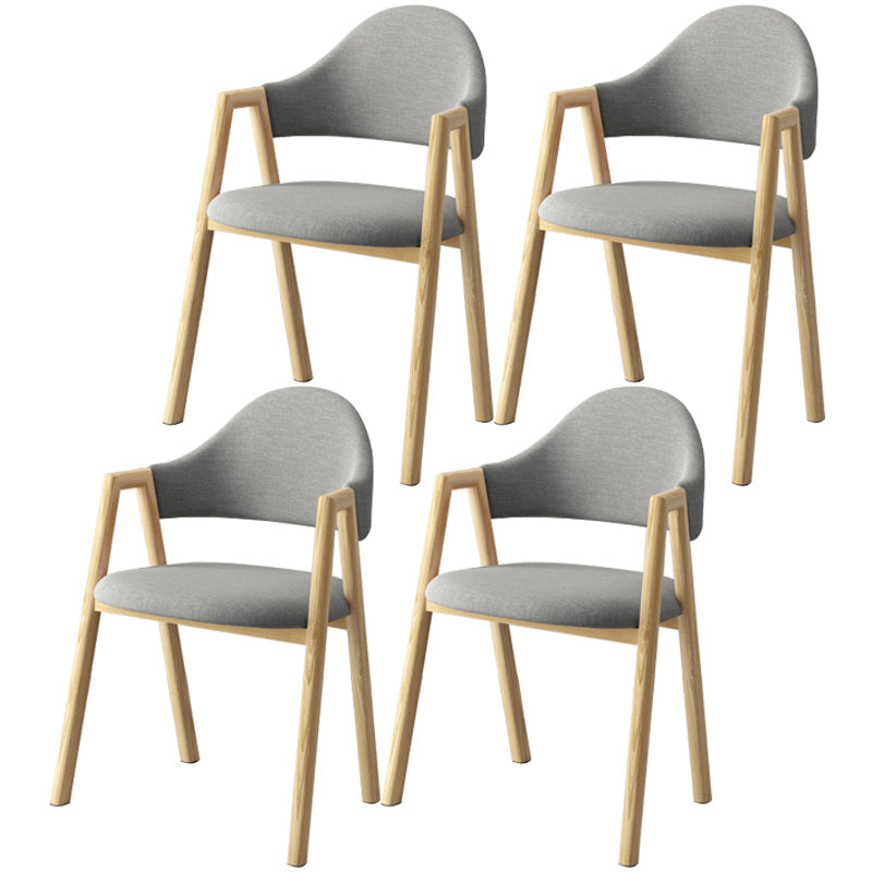 Scandinavian Study Room Metal Arm Chair Colorful Open Dining Chair with Natural Legs Light Gray Fabric 4 Piece Set Clearhalo ' kitchen&dining_furn' 'Dining Chairs' 'Dining Tables & Seating' 'dining_chair' 'furn' 'furn_dining_chair' 'Furniture' 'furniture_dining_chair' 'Kitchen & Dining Furniture' 'kitchen' 3541099