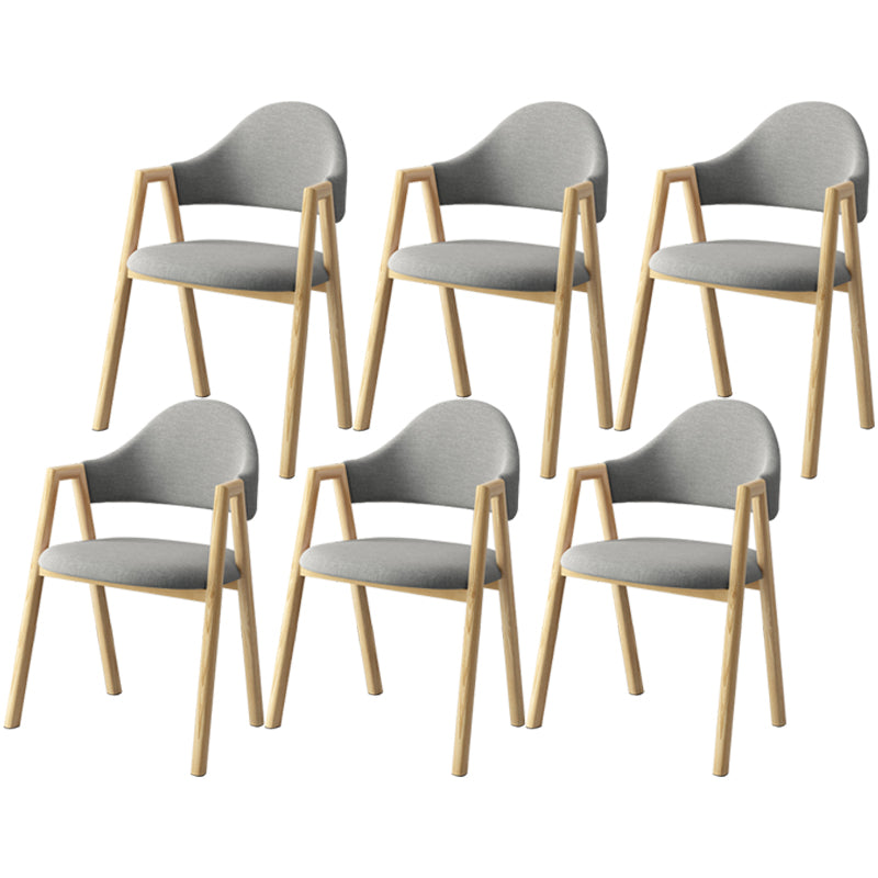 Scandinavian Study Room Metal Arm Chair Colorful Open Dining Chair with Natural Legs Light Gray Fabric 6 Piece Set Clearhalo ' kitchen&dining_furn' 'Dining Chairs' 'Dining Tables & Seating' 'dining_chair' 'furn' 'furn_dining_chair' 'Furniture' 'furniture_dining_chair' 'Kitchen & Dining Furniture' 'kitchen' 3541100