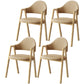 Scandinavian Study Room Metal Arm Chair Colorful Open Dining Chair with Natural Legs Light Khaki Leather 4 Piece Set Clearhalo ' kitchen&dining_furn' 'Dining Chairs' 'Dining Tables & Seating' 'dining_chair' 'furn' 'furn_dining_chair' 'Furniture' 'furniture_dining_chair' 'Kitchen & Dining Furniture' 'kitchen' 3541102