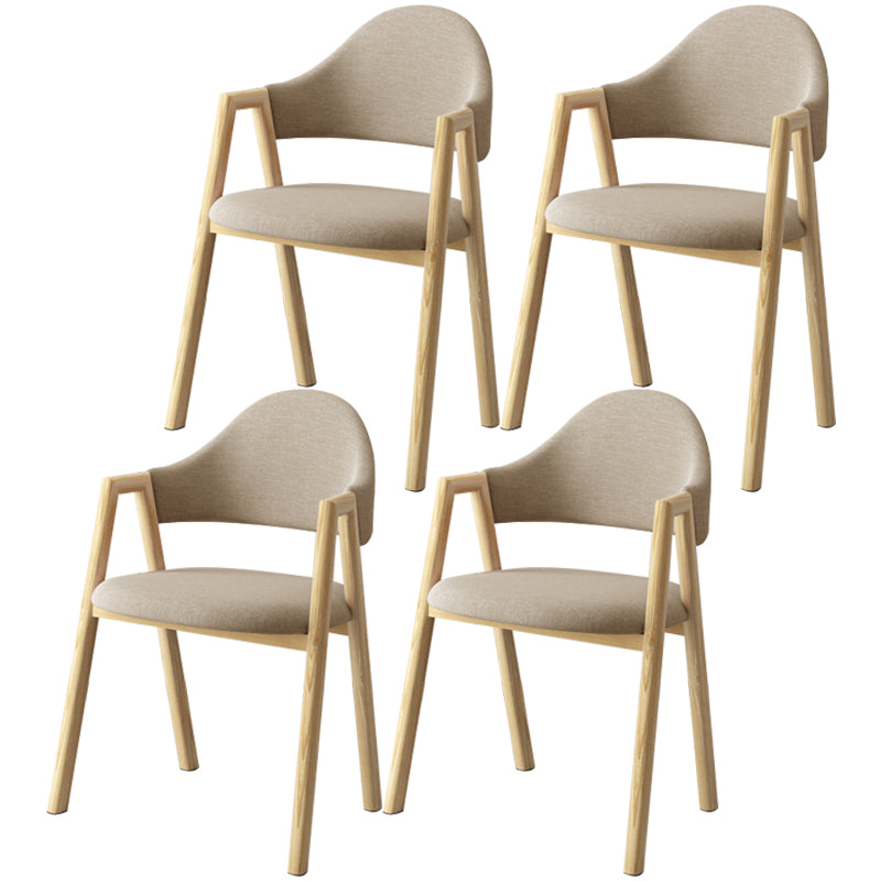 Scandinavian Study Room Metal Arm Chair Colorful Open Dining Chair with Natural Legs Light Khaki Fabric 4 Piece Set Clearhalo ' kitchen&dining_furn' 'Dining Chairs' 'Dining Tables & Seating' 'dining_chair' 'furn' 'furn_dining_chair' 'Furniture' 'furniture_dining_chair' 'Kitchen & Dining Furniture' 'kitchen' 3541105