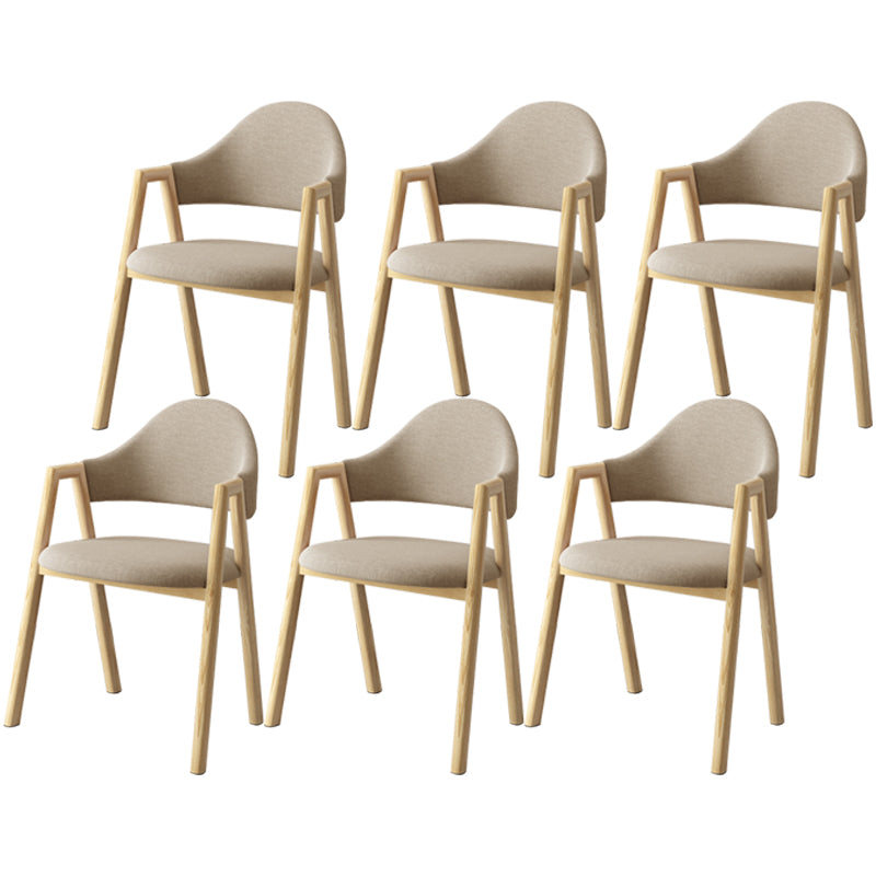 Scandinavian Study Room Metal Arm Chair Colorful Open Dining Chair with Natural Legs Light Khaki Fabric 6 Piece Set Clearhalo ' kitchen&dining_furn' 'Dining Chairs' 'Dining Tables & Seating' 'dining_chair' 'furn' 'furn_dining_chair' 'Furniture' 'furniture_dining_chair' 'Kitchen & Dining Furniture' 'kitchen' 3541106