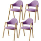 Scandinavian Study Room Metal Arm Chair Colorful Open Dining Chair with Natural Legs Purple Fabric 4 Piece Set Clearhalo ' kitchen&dining_furn' 'Dining Chairs' 'Dining Tables & Seating' 'dining_chair' 'furn' 'furn_dining_chair' 'Furniture' 'furniture_dining_chair' 'Kitchen & Dining Furniture' 'kitchen' 3541108