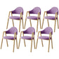 Scandinavian Study Room Metal Arm Chair Colorful Open Dining Chair with Natural Legs Purple Fabric 6 Piece Set Clearhalo ' kitchen&dining_furn' 'Dining Chairs' 'Dining Tables & Seating' 'dining_chair' 'furn' 'furn_dining_chair' 'Furniture' 'furniture_dining_chair' 'Kitchen & Dining Furniture' 'kitchen' 3541109