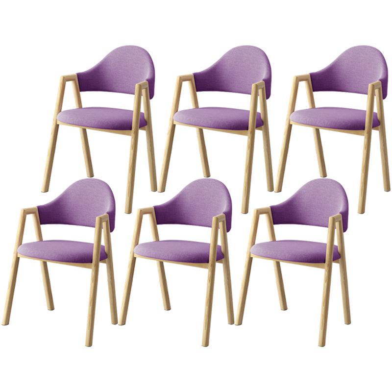Scandinavian Study Room Metal Arm Chair Colorful Open Dining Chair with Natural Legs Purple Fabric 6 Piece Set Clearhalo ' kitchen&dining_furn' 'Dining Chairs' 'Dining Tables & Seating' 'dining_chair' 'furn' 'furn_dining_chair' 'Furniture' 'furniture_dining_chair' 'Kitchen & Dining Furniture' 'kitchen' 3541109