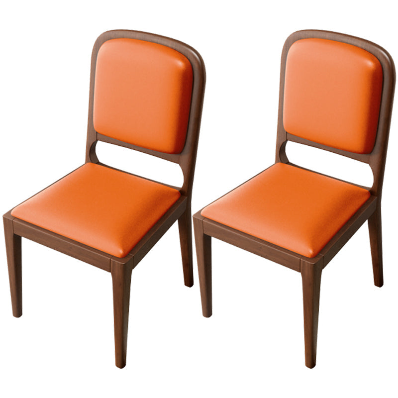 Modern Dining Chair 19'' Wide Open Side Chair with 4 Wood Legs for Home Use Orange 2 Piece Set Walnut Clearhalo ' kitchen&dining_furn' 'Dining Chairs' 'Dining Tables & Seating' 'dining_chair' 'furn' 'furn_dining_chair' 'Furniture' 'furniture_dining_chair' 'Kitchen & Dining Furniture' 'kitchen' 3541111