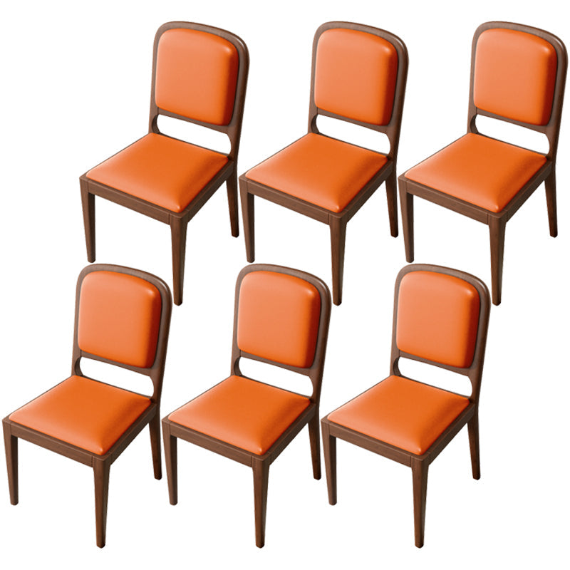 Modern Dining Chair 19'' Wide Open Side Chair with 4 Wood Legs for Home Use Orange 6 Piece Set Walnut Clearhalo ' kitchen&dining_furn' 'Dining Chairs' 'Dining Tables & Seating' 'dining_chair' 'furn' 'furn_dining_chair' 'Furniture' 'furniture_dining_chair' 'Kitchen & Dining Furniture' 'kitchen' 3541114
