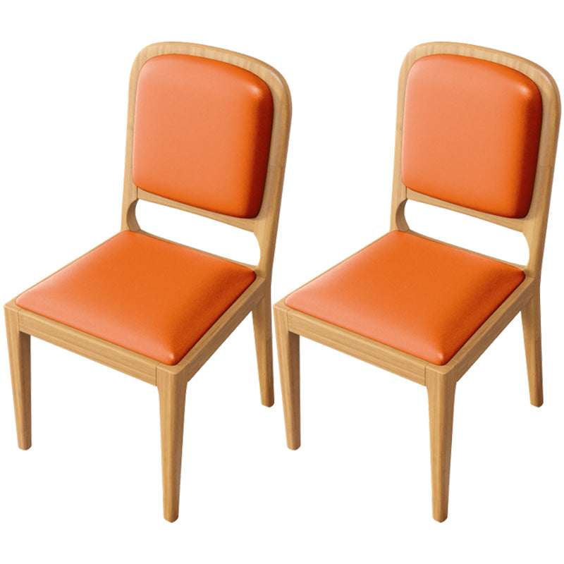 Modern Dining Chair 19'' Wide Open Side Chair with 4 Wood Legs for Home Use Orange 2 Piece Set Natural Wood Clearhalo ' kitchen&dining_furn' 'Dining Chairs' 'Dining Tables & Seating' 'dining_chair' 'furn' 'furn_dining_chair' 'Furniture' 'furniture_dining_chair' 'Kitchen & Dining Furniture' 'kitchen' 3541116