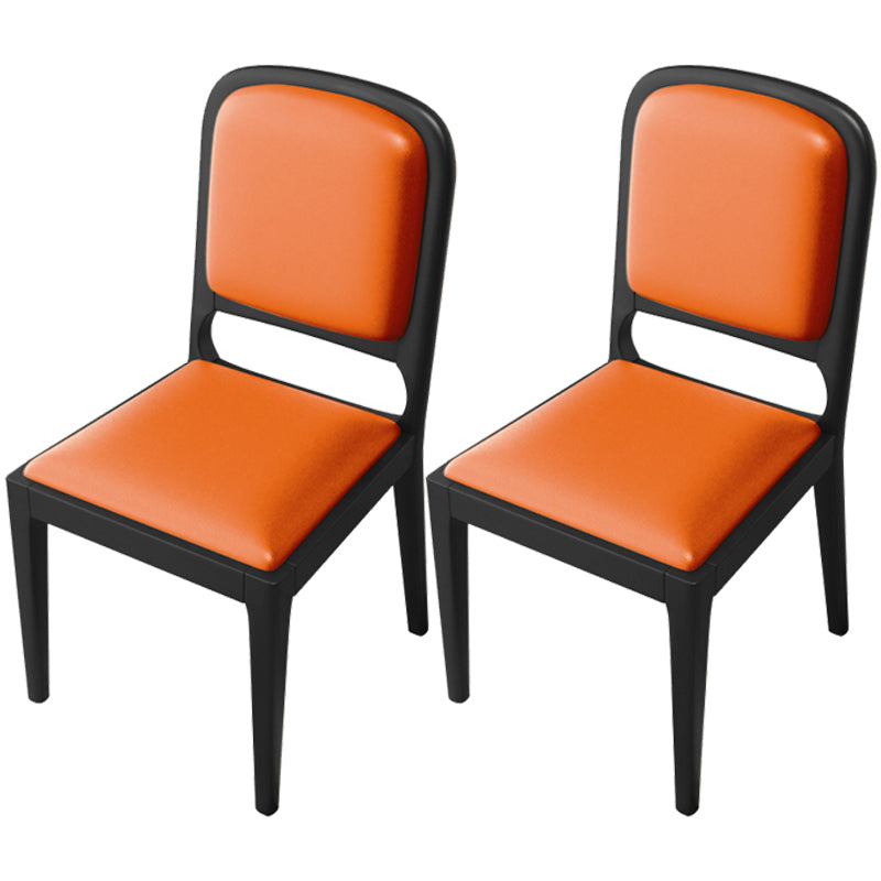 Modern Dining Chair 19'' Wide Open Side Chair with 4 Wood Legs for Home Use Orange 2 Piece Set Black Clearhalo ' kitchen&dining_furn' 'Dining Chairs' 'Dining Tables & Seating' 'dining_chair' 'furn' 'furn_dining_chair' 'Furniture' 'furniture_dining_chair' 'Kitchen & Dining Furniture' 'kitchen' 3541122