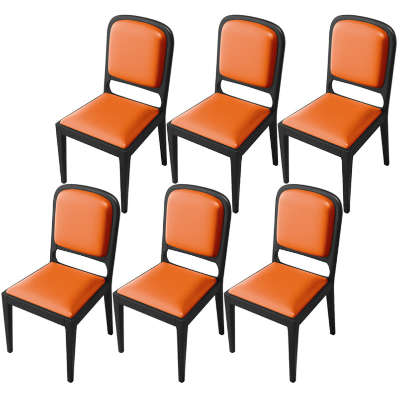 Modern Dining Chair 19'' Wide Open Side Chair with 4 Wood Legs for Home Use Orange 6 Piece Set Black Clearhalo ' kitchen&dining_furn' 'Dining Chairs' 'Dining Tables & Seating' 'dining_chair' 'furn' 'furn_dining_chair' 'Furniture' 'furniture_dining_chair' 'Kitchen & Dining Furniture' 'kitchen' 3541127