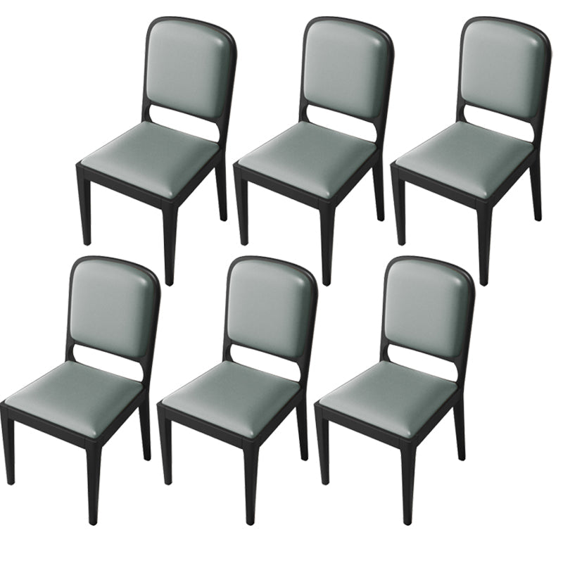 Modern Dining Chair 19'' Wide Open Side Chair with 4 Wood Legs for Home Use Grey 6 Piece Set Black Clearhalo ' kitchen&dining_furn' 'Dining Chairs' 'Dining Tables & Seating' 'dining_chair' 'furn' 'furn_dining_chair' 'Furniture' 'furniture_dining_chair' 'Kitchen & Dining Furniture' 'kitchen' 3541142