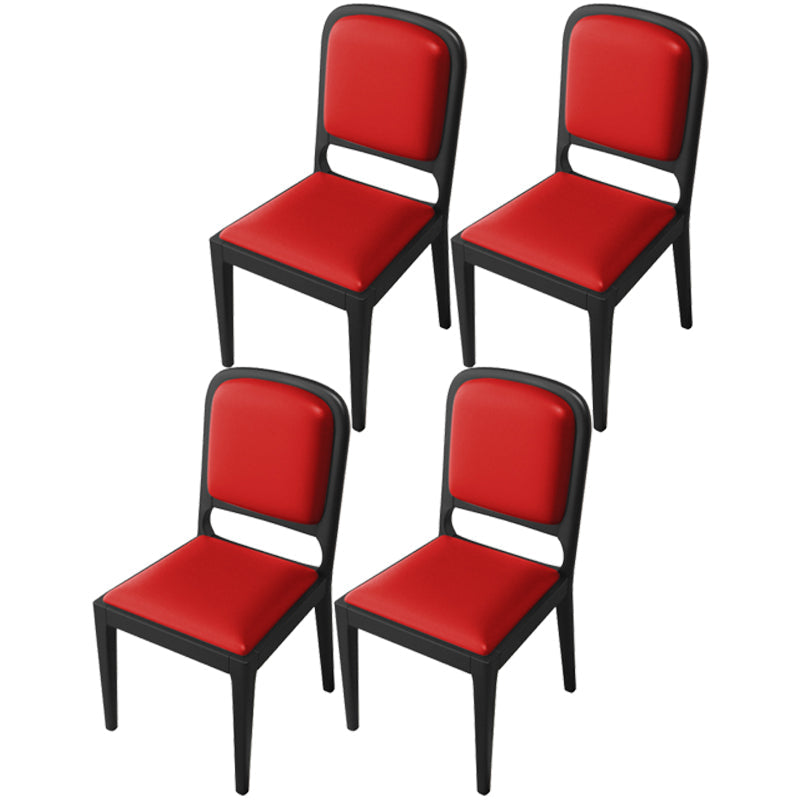 Modern Dining Chair 19'' Wide Open Side Chair with 4 Wood Legs for Home Use Red 4 Piece Set Black Clearhalo ' kitchen&dining_furn' 'Dining Chairs' 'Dining Tables & Seating' 'dining_chair' 'furn' 'furn_dining_chair' 'Furniture' 'furniture_dining_chair' 'Kitchen & Dining Furniture' 'kitchen' 3541159