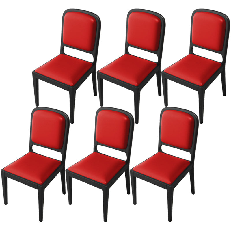 Modern Dining Chair 19'' Wide Open Side Chair with 4 Wood Legs for Home Use Red 6 Piece Set Black Clearhalo ' kitchen&dining_furn' 'Dining Chairs' 'Dining Tables & Seating' 'dining_chair' 'furn' 'furn_dining_chair' 'Furniture' 'furniture_dining_chair' 'Kitchen & Dining Furniture' 'kitchen' 3541160