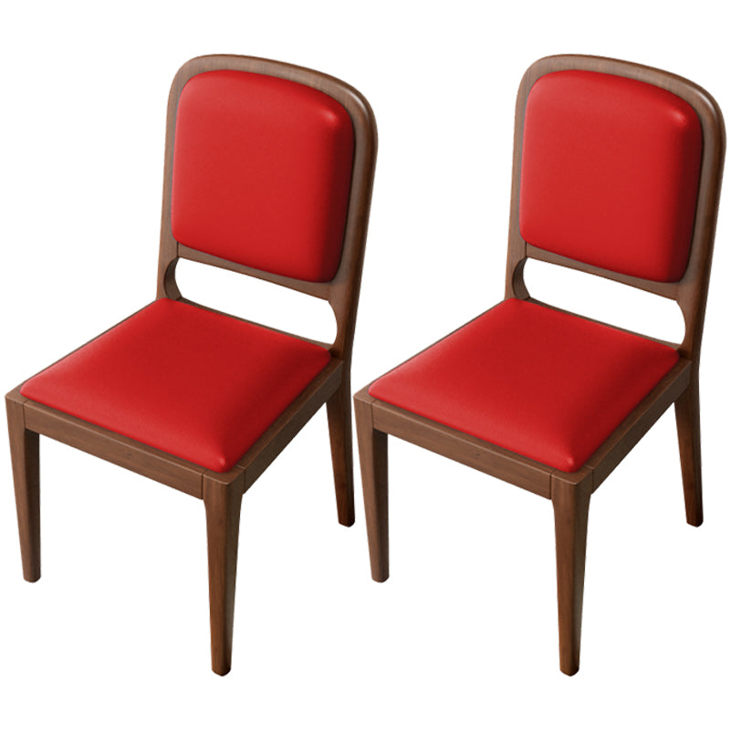 Modern Dining Chair 19'' Wide Open Side Chair with 4 Wood Legs for Home Use Red 2 Piece Set Walnut Clearhalo ' kitchen&dining_furn' 'Dining Chairs' 'Dining Tables & Seating' 'dining_chair' 'furn' 'furn_dining_chair' 'Furniture' 'furniture_dining_chair' 'Kitchen & Dining Furniture' 'kitchen' 3541164