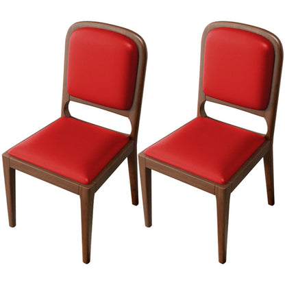 Modern Dining Chair 19'' Wide Open Side Chair with 4 Wood Legs for Home Use Red 2 Piece Set Walnut Clearhalo ' kitchen&dining_furn' 'Dining Chairs' 'Dining Tables & Seating' 'dining_chair' 'furn' 'furn_dining_chair' 'Furniture' 'furniture_dining_chair' 'Kitchen & Dining Furniture' 'kitchen' 3541164