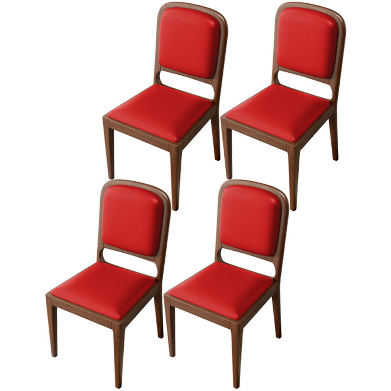 Modern Dining Chair 19'' Wide Open Side Chair with 4 Wood Legs for Home Use Red 4 Piece Set Walnut Clearhalo ' kitchen&dining_furn' 'Dining Chairs' 'Dining Tables & Seating' 'dining_chair' 'furn' 'furn_dining_chair' 'Furniture' 'furniture_dining_chair' 'Kitchen & Dining Furniture' 'kitchen' 3541165