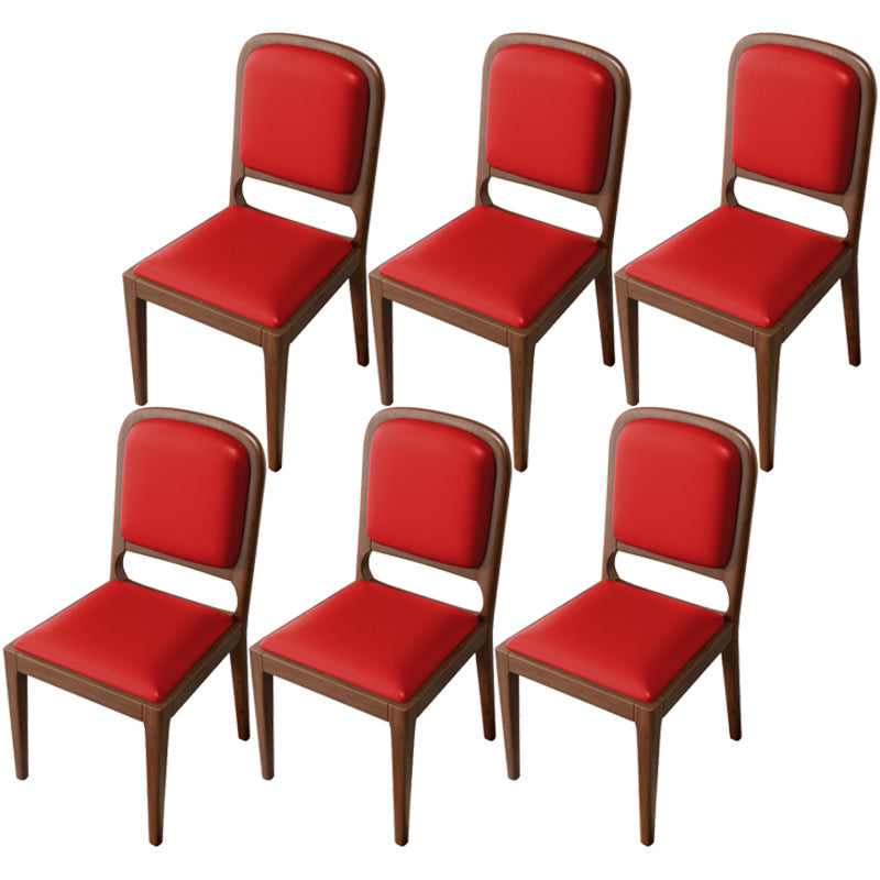 Modern Dining Chair 19'' Wide Open Side Chair with 4 Wood Legs for Home Use Red 6 Piece Set Walnut Clearhalo ' kitchen&dining_furn' 'Dining Chairs' 'Dining Tables & Seating' 'dining_chair' 'furn' 'furn_dining_chair' 'Furniture' 'furniture_dining_chair' 'Kitchen & Dining Furniture' 'kitchen' 3541166