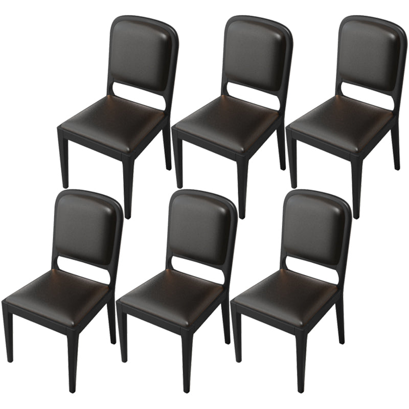 Modern Dining Chair 19'' Wide Open Side Chair with 4 Wood Legs for Home Use Black 6 Piece Set Black Clearhalo ' kitchen&dining_furn' 'Dining Chairs' 'Dining Tables & Seating' 'dining_chair' 'furn' 'furn_dining_chair' 'Furniture' 'furniture_dining_chair' 'Kitchen & Dining Furniture' 'kitchen' 3541169